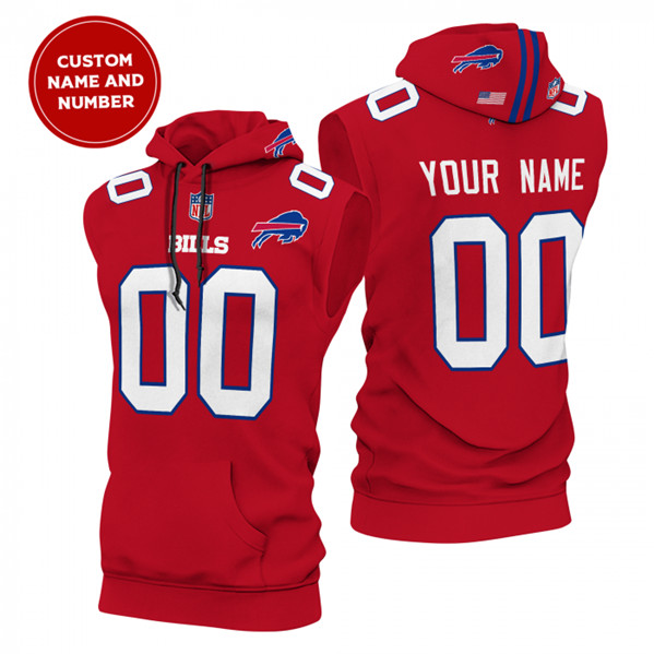 Men's Buffalo Bills Customized Red Limited Edition Sleeveless Hoodie
